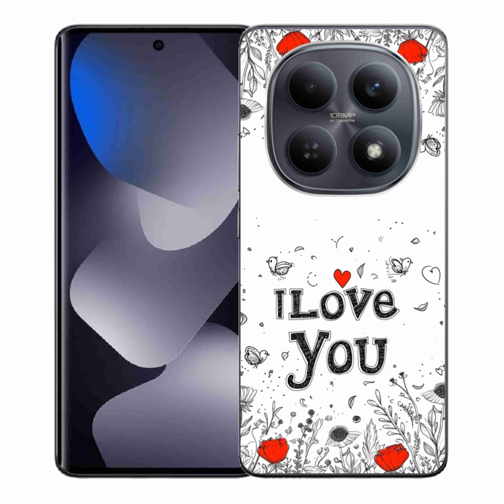 Gélový kryt mmCase na Xiaomi Redmi Note 15 4G - I love you biele pozadie