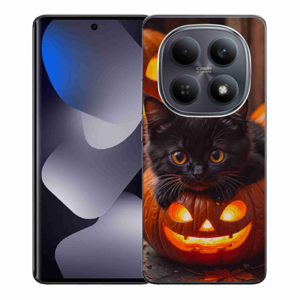Gélový kryt mmCase na Xiaomi Redmi Note 15 4G - mačiatko a tekvica