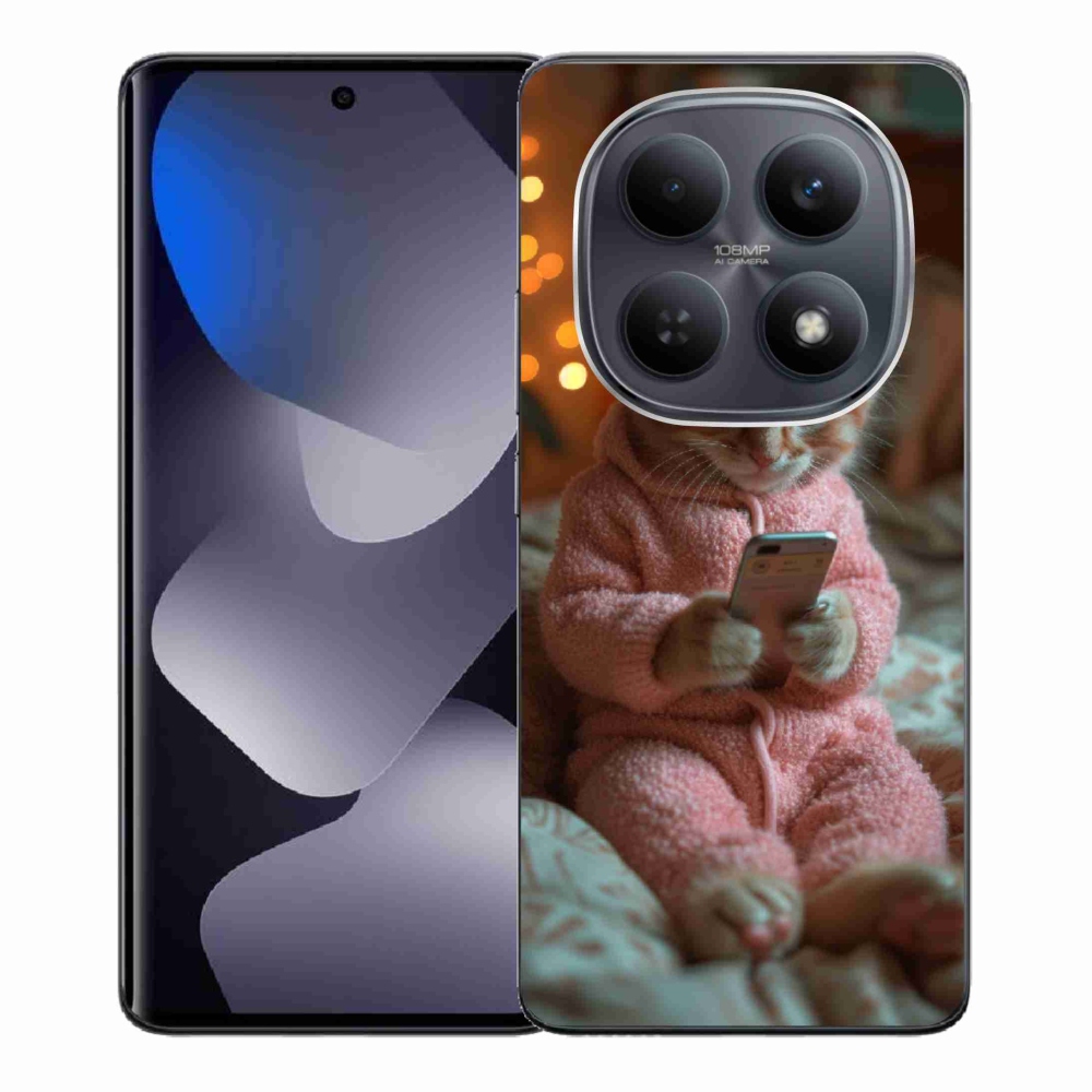 Gélový kryt mmCase na Xiaomi Redmi Note 15 4G - mačiatko s mobilom