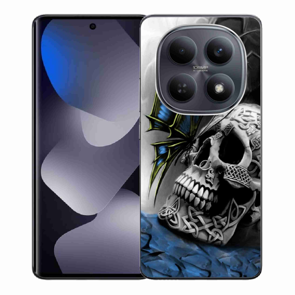 Gélový kryt mmCase na Xiaomi Redmi Note 15 4G - motýľ a lebka