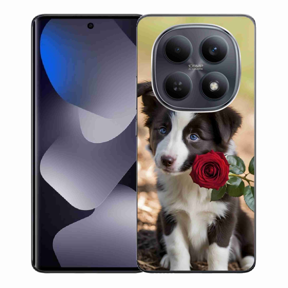 Gélový kryt mmCase na Xiaomi Redmi Note 15 4G - roztomilá border kólia s ružou