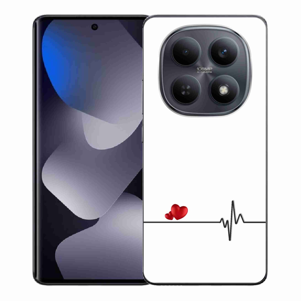 Gélový kryt mmCase na Xiaomi Redmi Note 15 4G - srdce a tep biele pozadie