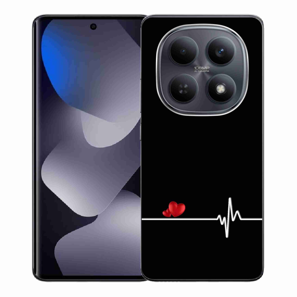 Gélový kryt mmCase na Xiaomi Redmi Note 15 4G - srdce a tep čierne pozadie