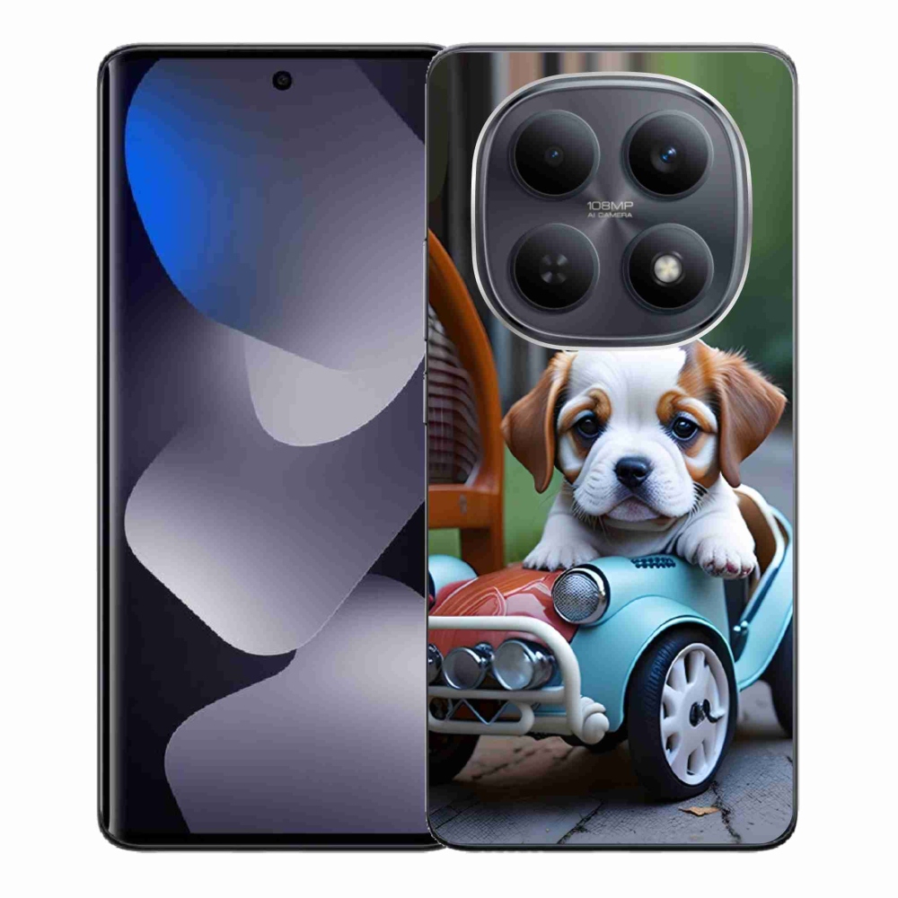 Gélový kryt mmCase na Xiaomi Redmi Note 15 4G - šteňa v retro aute