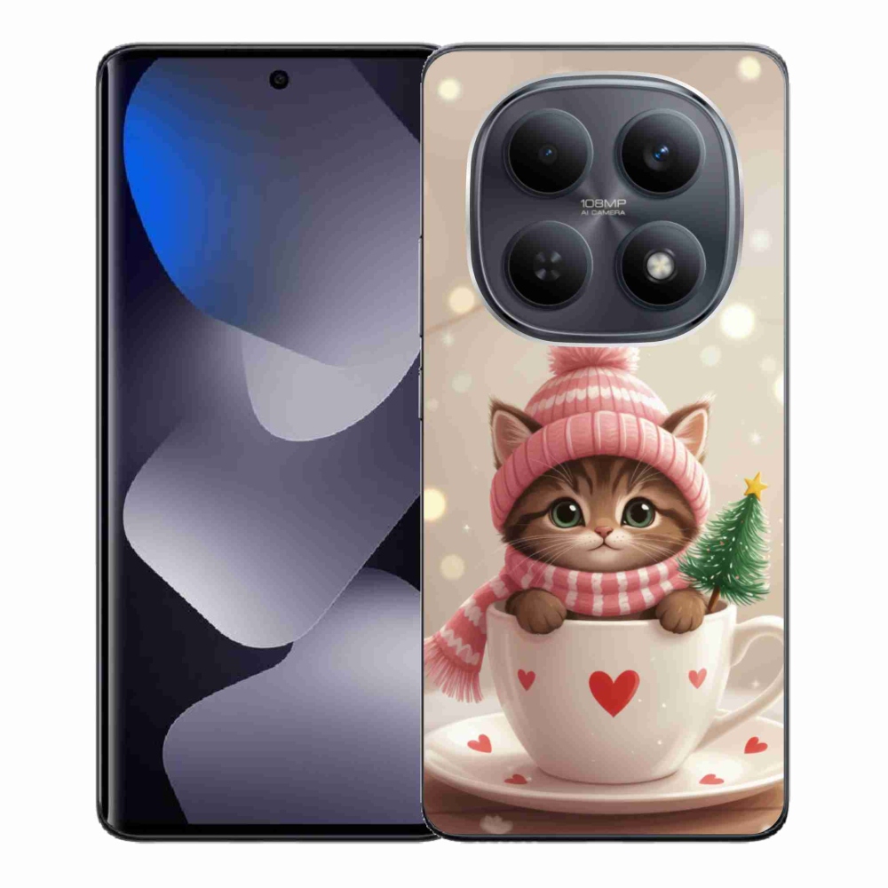 Gélový kryt mmCase na Xiaomi Redmi Note 15 4G - vianočné mačiatko v hrnčeku