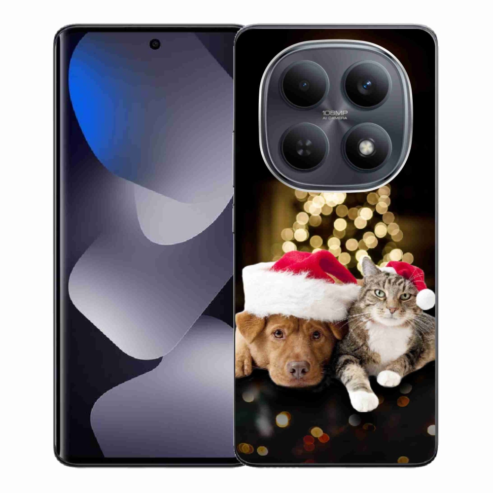 Gélový kryt mmCase na Xiaomi Redmi Note 15 4G - vianočný pes a mačka
