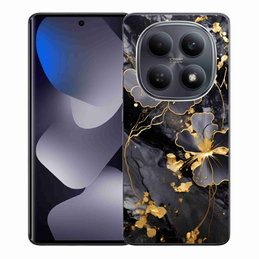 Gélový kryt mmCase na Xiaomi Redmi Note 15 4G - zlaté kvety