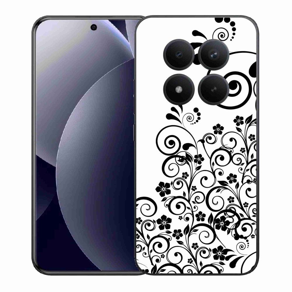 Gélový kryt mmCase na Xiaomi Redmi Note 15 Pro+ 5G/Xiaomi Poco M8 Pro 5G - čiernobiele kvetinové vzory