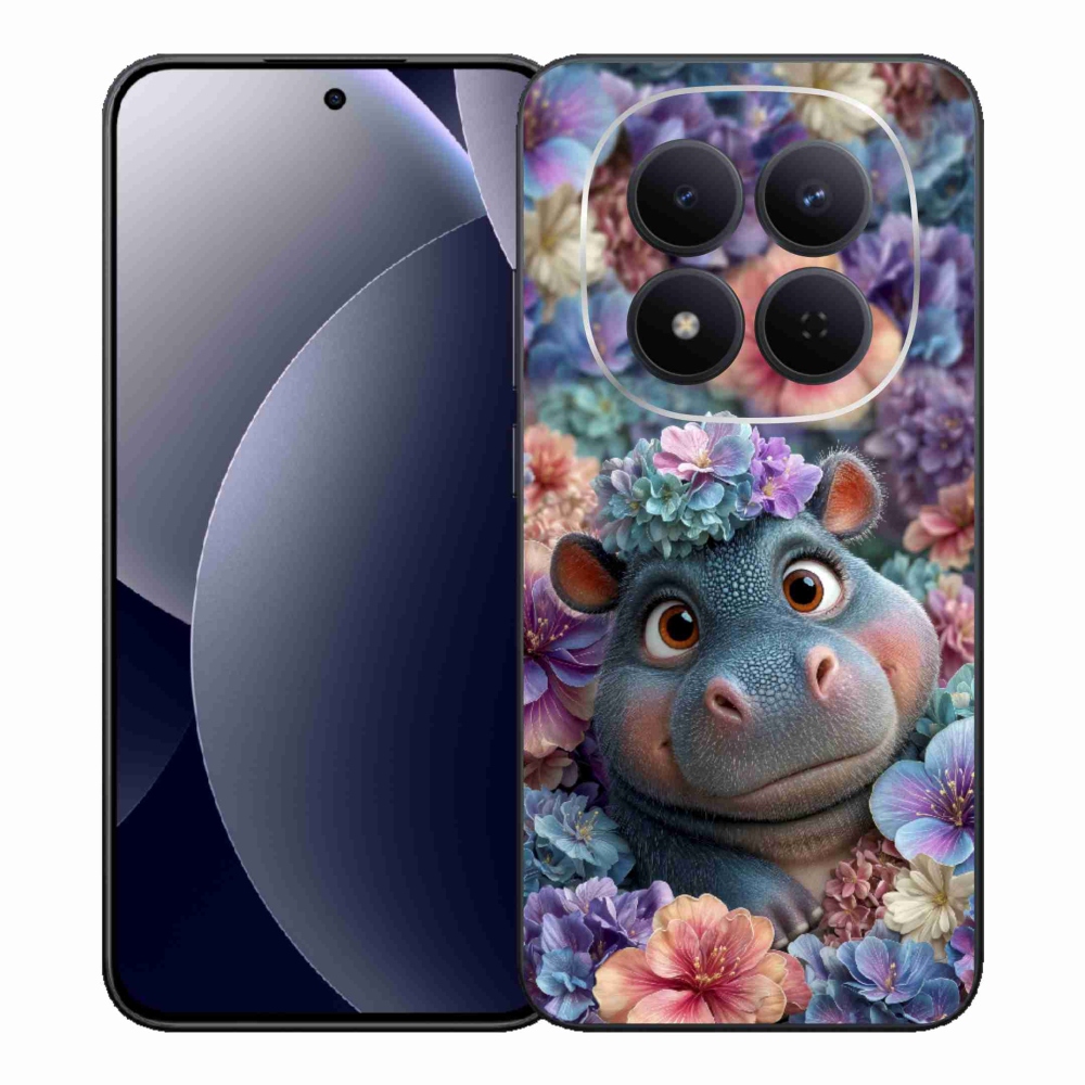 Gélový kryt mmCase na Xiaomi Redmi Note 15 Pre 5G - hrošík v kvetoch