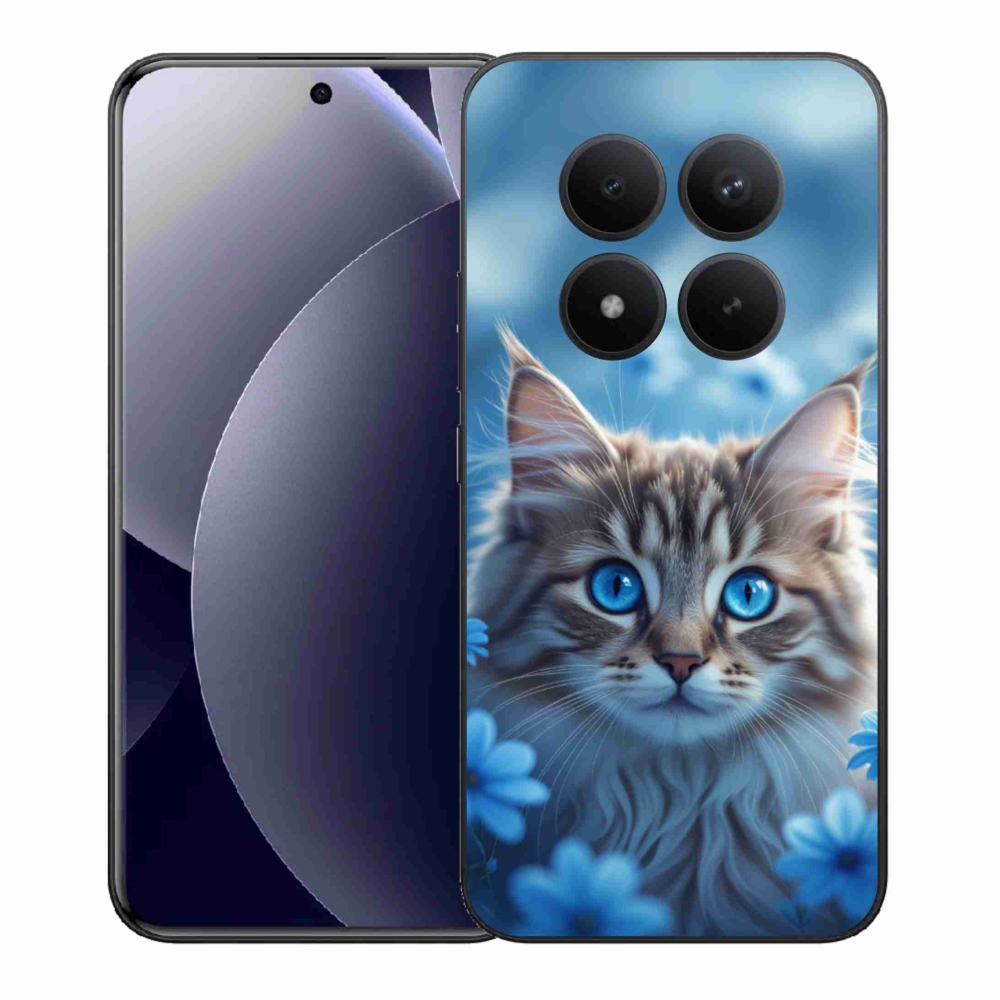 Gélový kryt mmCase na Xiaomi Redmi Note 15 Pro+ 5G - mačiatko v modrých kvetoch