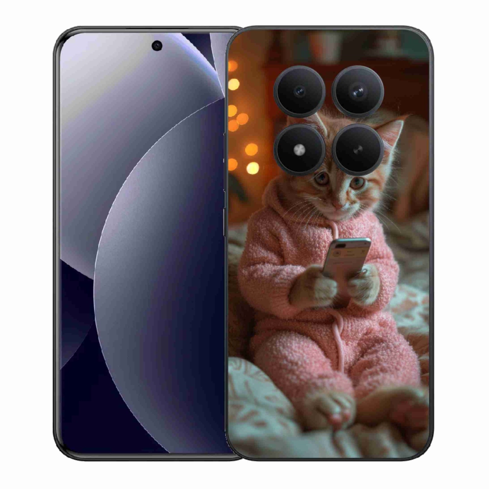 Gélový kryt mmCase na Xiaomi Redmi Note 15 Pro+ 5G/Xiaomi Poco M8 Pro 5G - mačiatko s mobilom