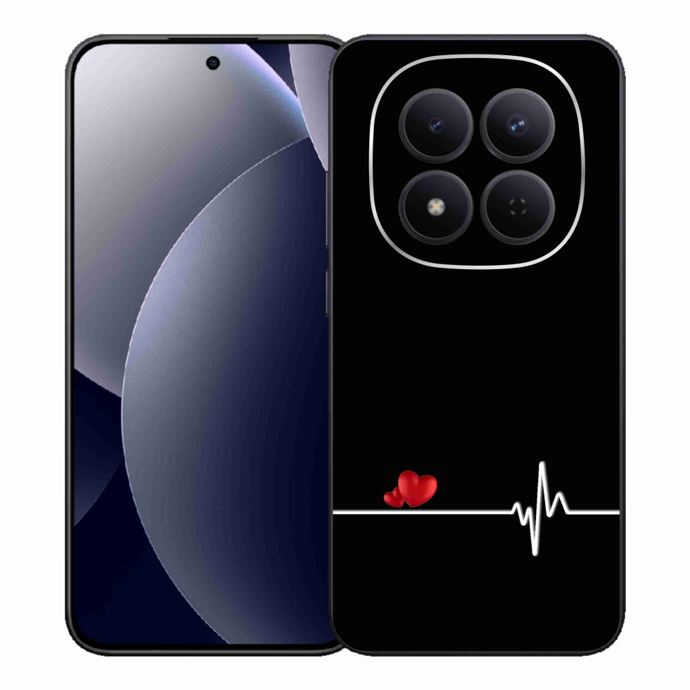 Gélový kryt mmCase na Xiaomi Redmi Note 15 Pro 5G - srdce a tep čierne pozadie