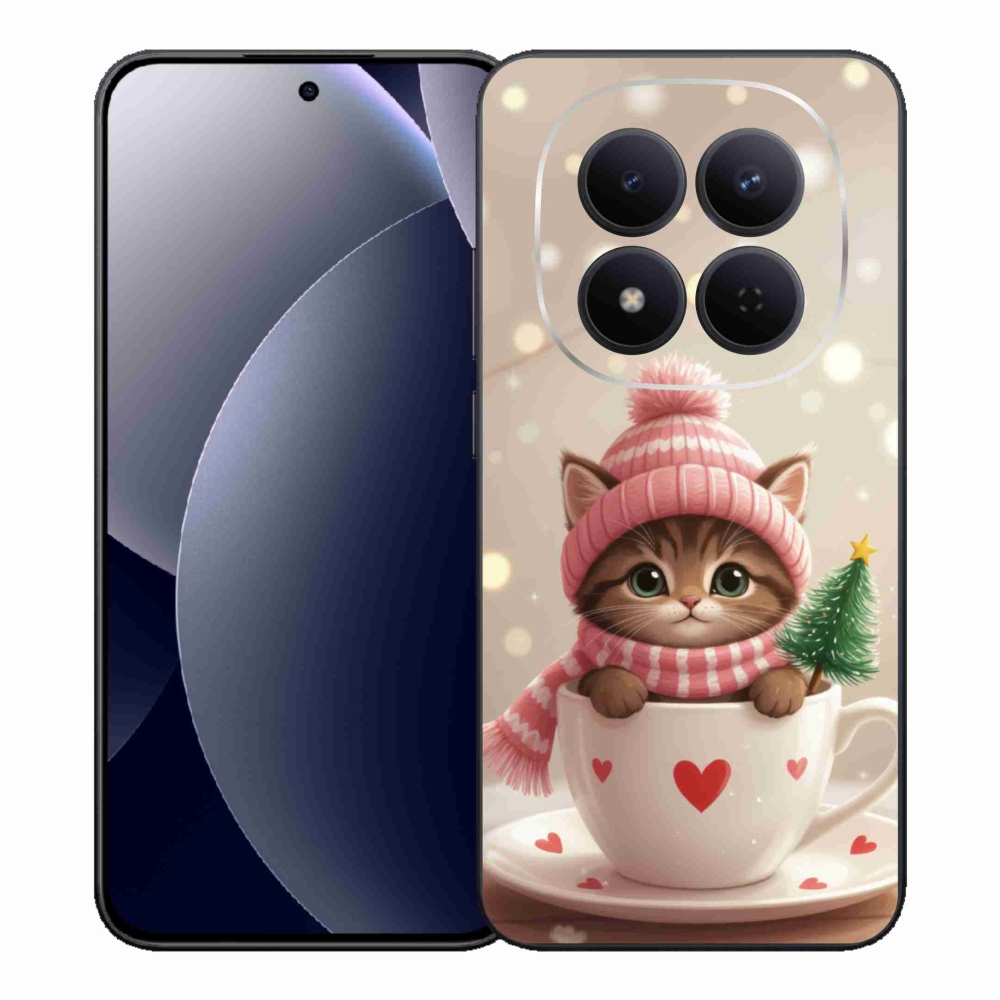 Gélový kryt mmCase na Xiaomi Redmi Note 15 Pre 5G - vianočné mačiatko v hrnčeku