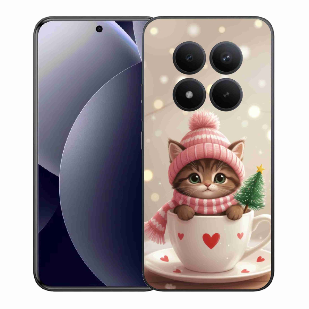 Gélový kryt mmCase na Xiaomi Redmi Note 15 Pro+ 5G - vianočné mačiatko v hrnčeku