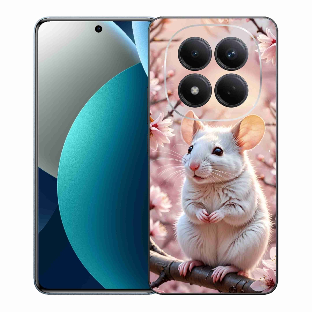 Gélový kryt mmCase na Xiaomi Redmi Note 15 Pro - biela myš na vetve