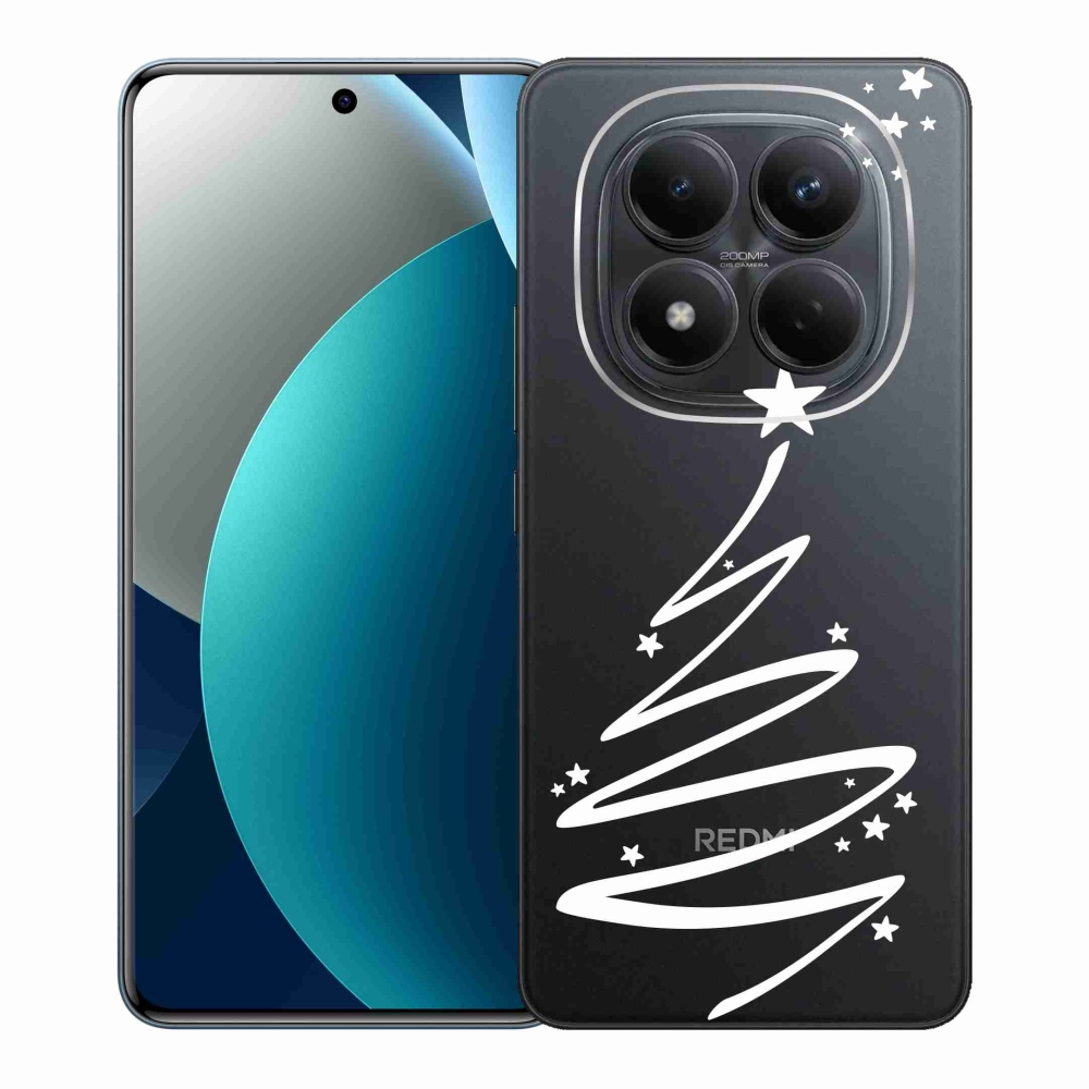 Gélový kryt mmCase na Xiaomi Redmi Note 15 Pro - biely stromček na priehľadnom pozadí