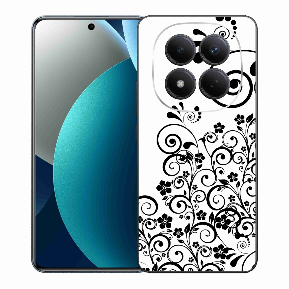 Gélový kryt mmCase na Xiaomi Redmi Note 15 Pro - čiernobiele kvetinové vzory