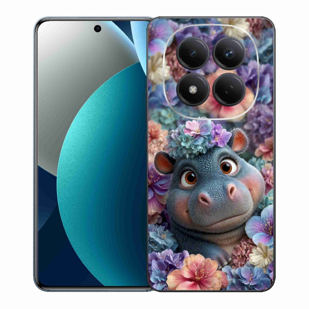Gélový kryt mmCase na Xiaomi Redmi Note 15 Pro - hrošík v kvetoch