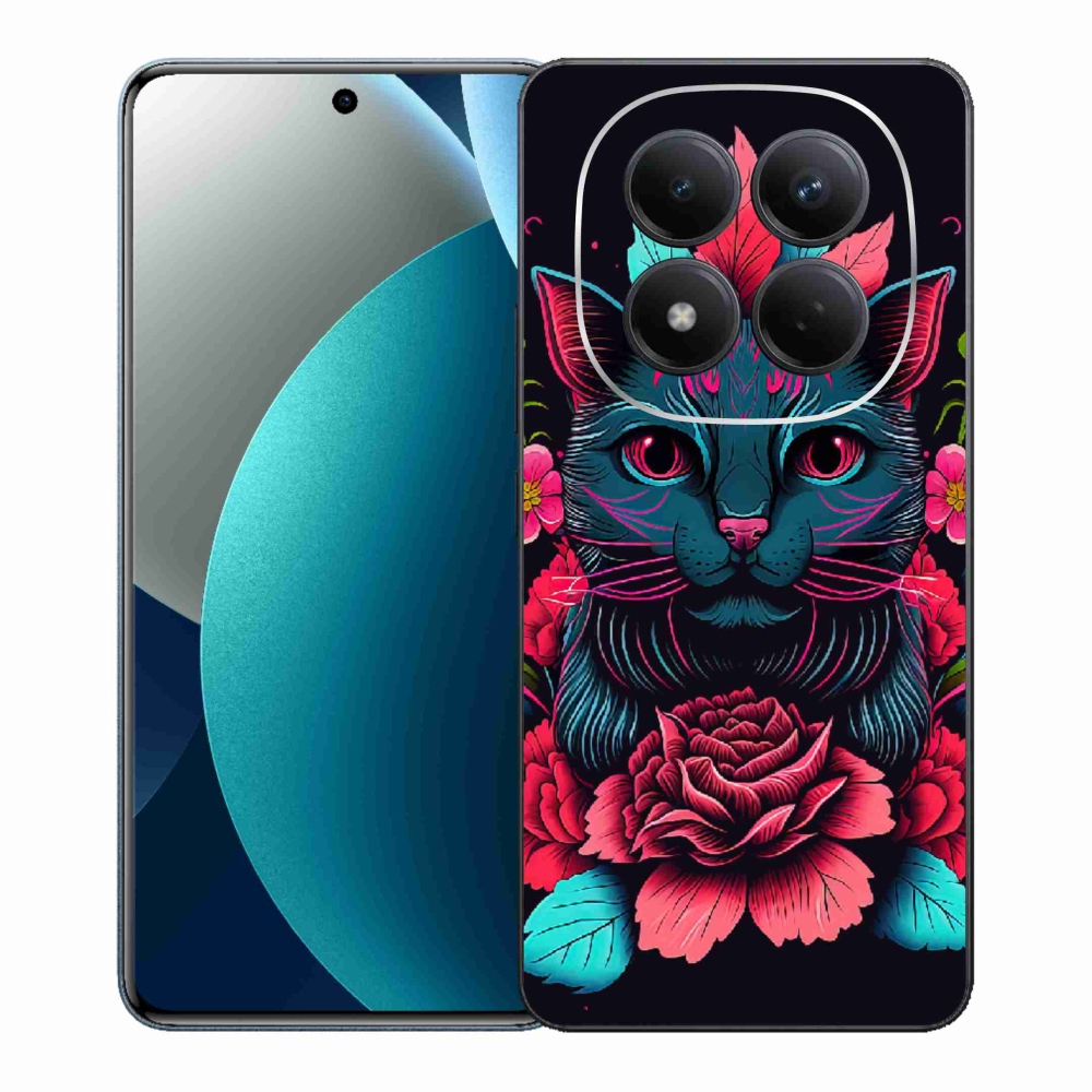 Gélový kryt mmCase na Xiaomi Redmi Note 15 Pro - kvety a mačka