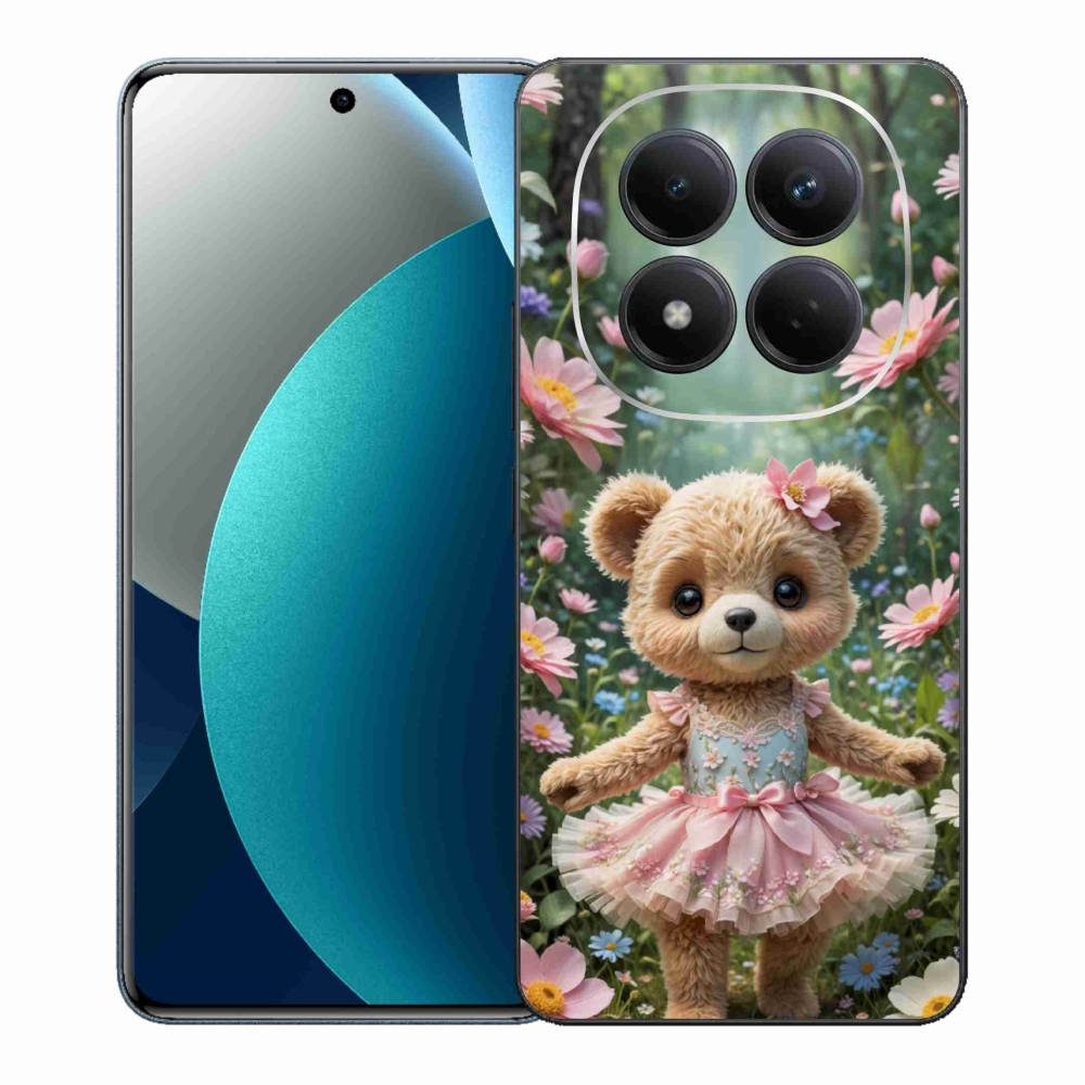 Gélový kryt mmCase na Xiaomi Redmi Note 15 Pro - roztomilý medvedík v kvetoch