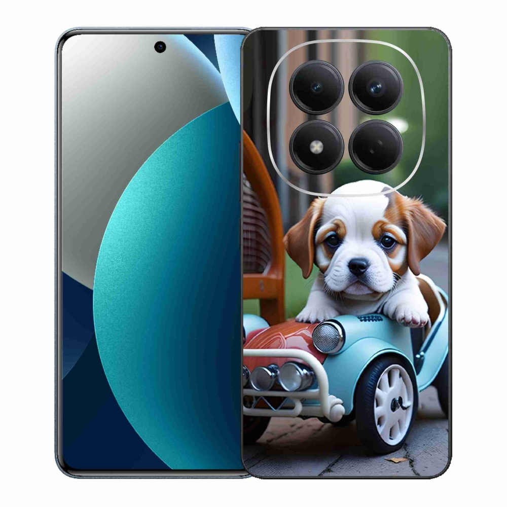 Gélový kryt mmCase na Xiaomi Redmi Note 15 Pro - šteňa v retro aute