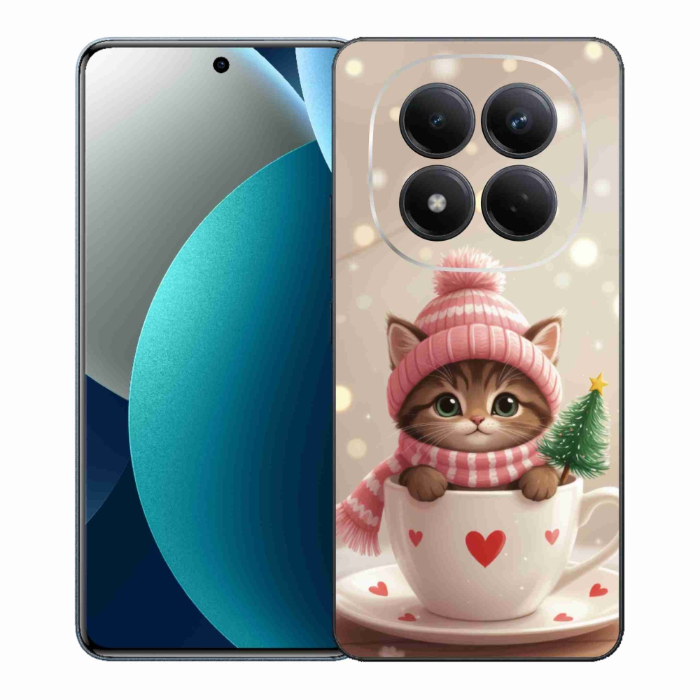 Gélový kryt mmCase na Xiaomi Redmi Note 15 Pro - vianočné mačiatko v hrnčeku