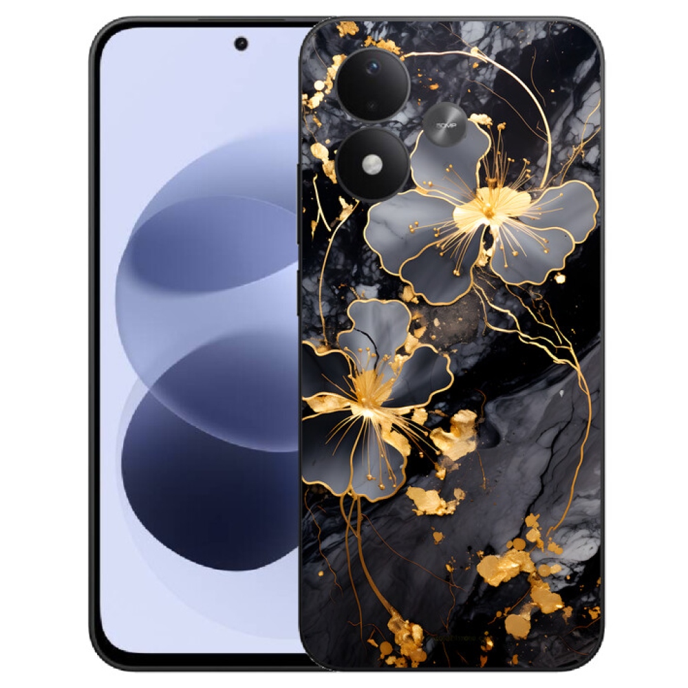 Gélový kryt mmCase na Xiaomi Redmi Note 17 4G/5G - zlaté kvety