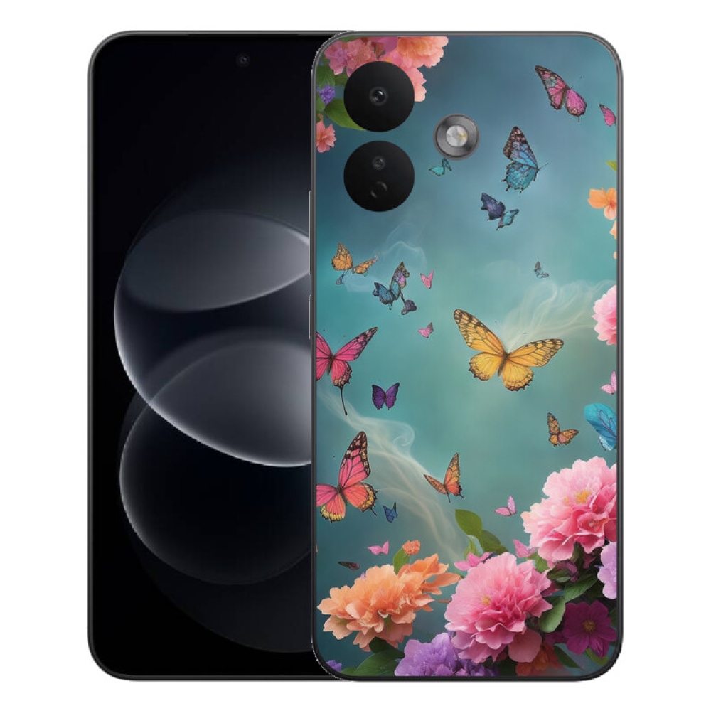 Gélový kryt mmCase na Xiaomi Redmi Note 17 Pro 5G - farebné kvety a motýle