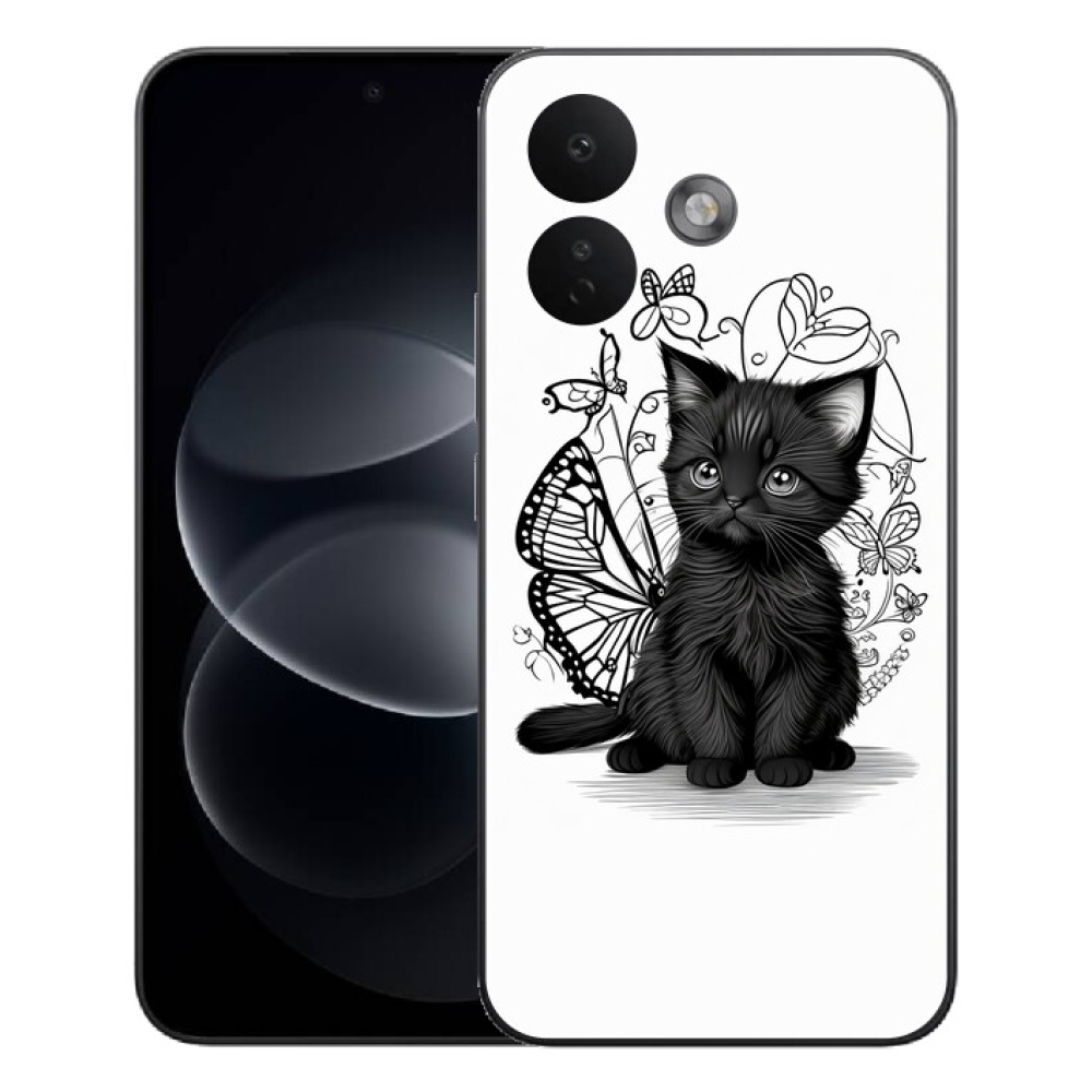 Gélový kryt mmCase na Xiaomi Redmi Note 17 Pro 5G - čierne mačiatko