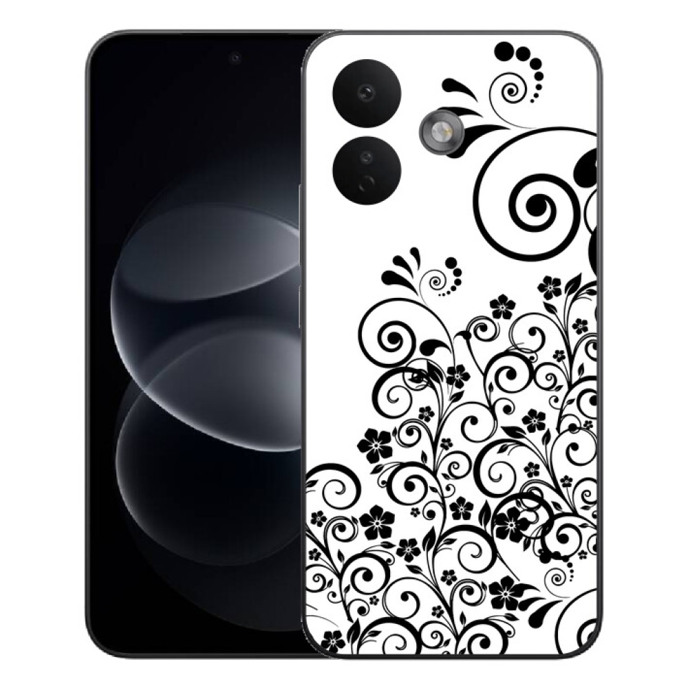 Gélový kryt mmCase na Xiaomi Redmi Note 17 Pro 5G - čiernobiele kvetinové vzory