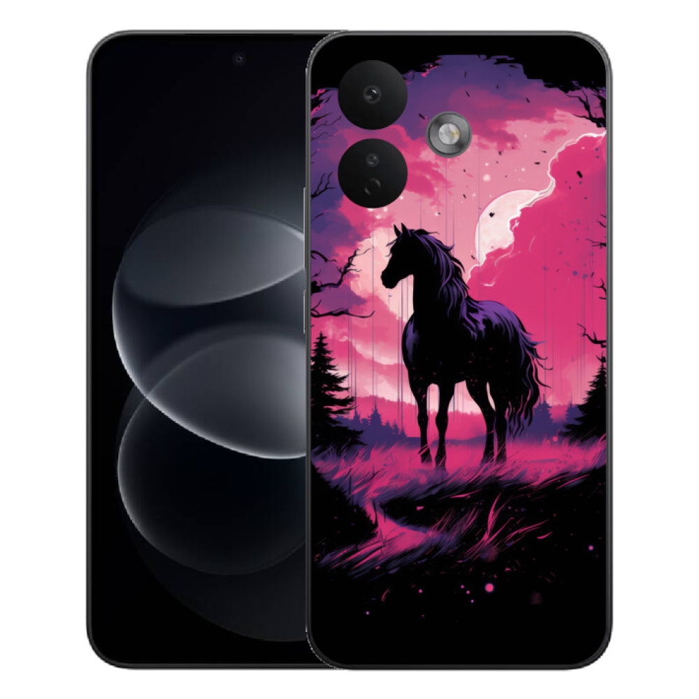 Gélový kryt mmCase na Xiaomi Redmi Note 17 Pro 5G - čierny kreslený kôň 1