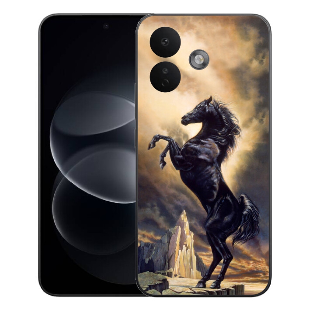 Gélový kryt mmCase na Xiaomi Redmi Note 17 Pro 5G - čierny kreslený kôň