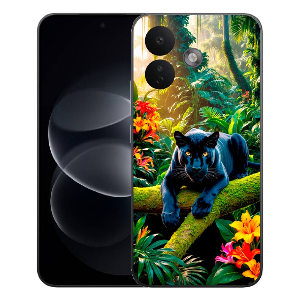 Gélový kryt mmCase na Xiaomi Redmi Note 17 Pro 5G - čierny panter v džungli
