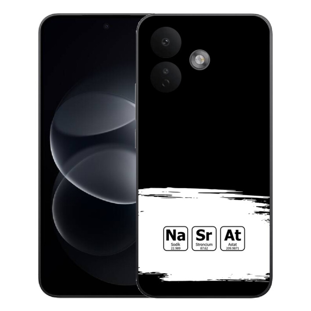 Gélový kryt mmCase na Xiaomi Redmi Note 17 Pro 5G - chemické prvky bieločierne pozadie
