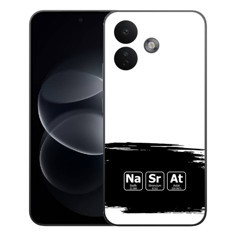 Gélový kryt mmCase na Xiaomi Redmi Note 17 Pro 5G - chemické prvky čiernobiele pozadie