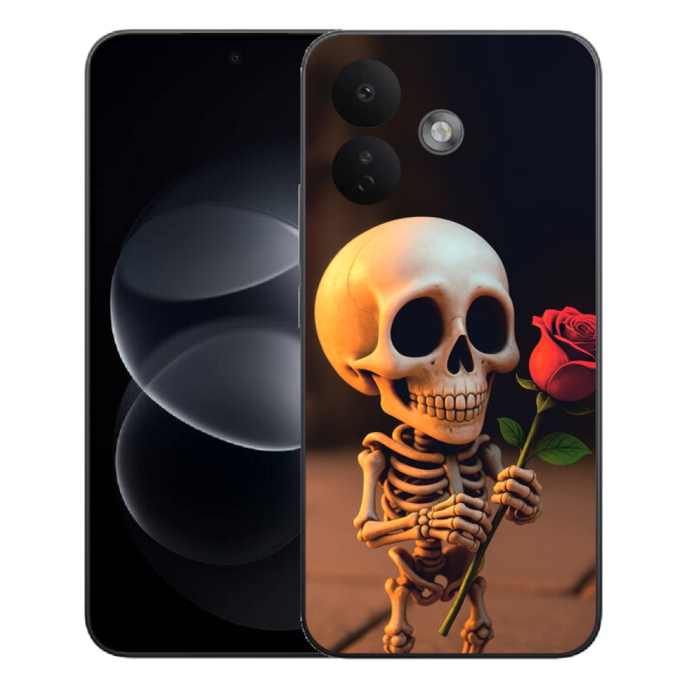 Gélový kryt mmCase na Xiaomi Redmi Note 17 Pro 5G - kostlivec s ružou