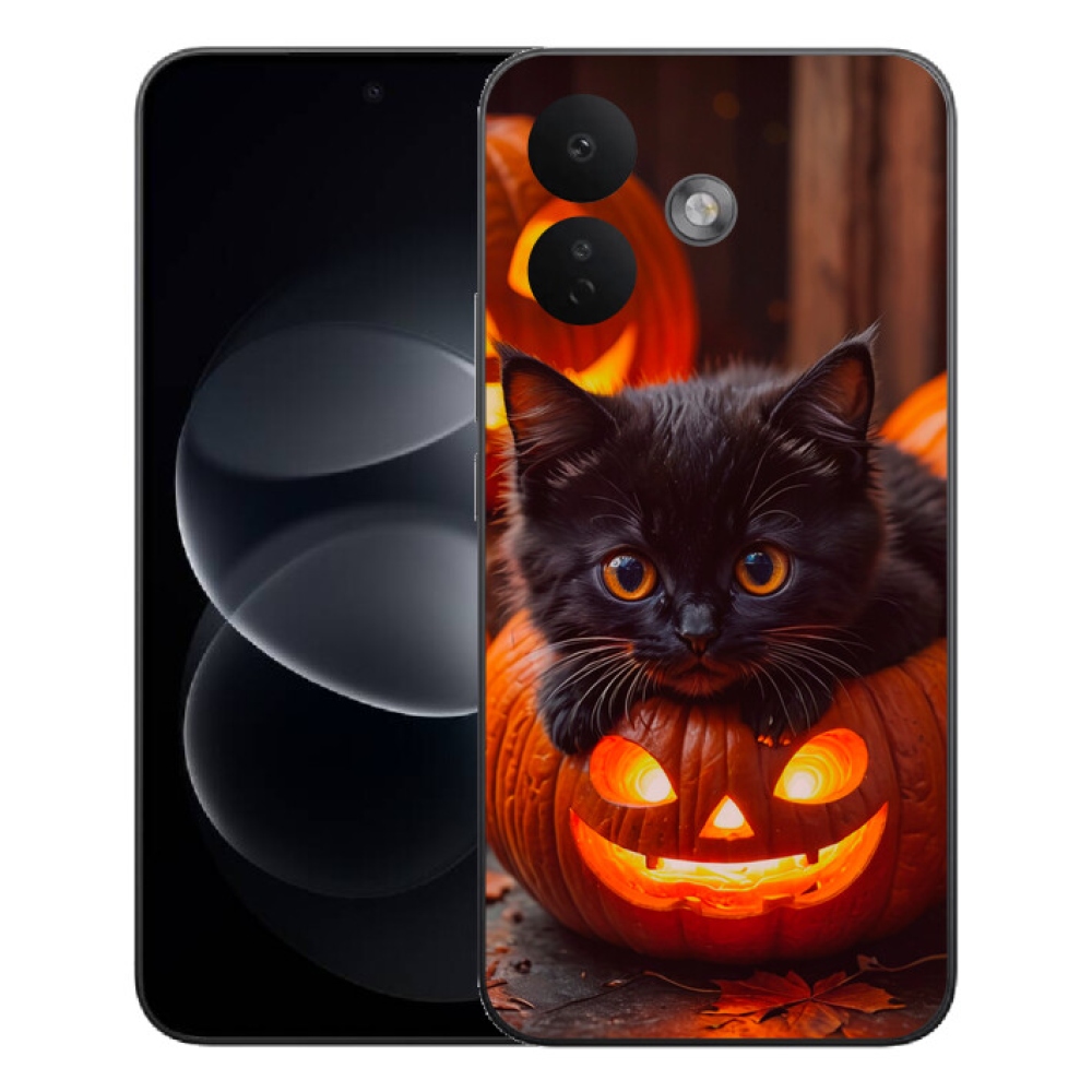 Gélový kryt mmCase na Xiaomi Redmi Note 17 Pro 5G - mačiatko a tekvica