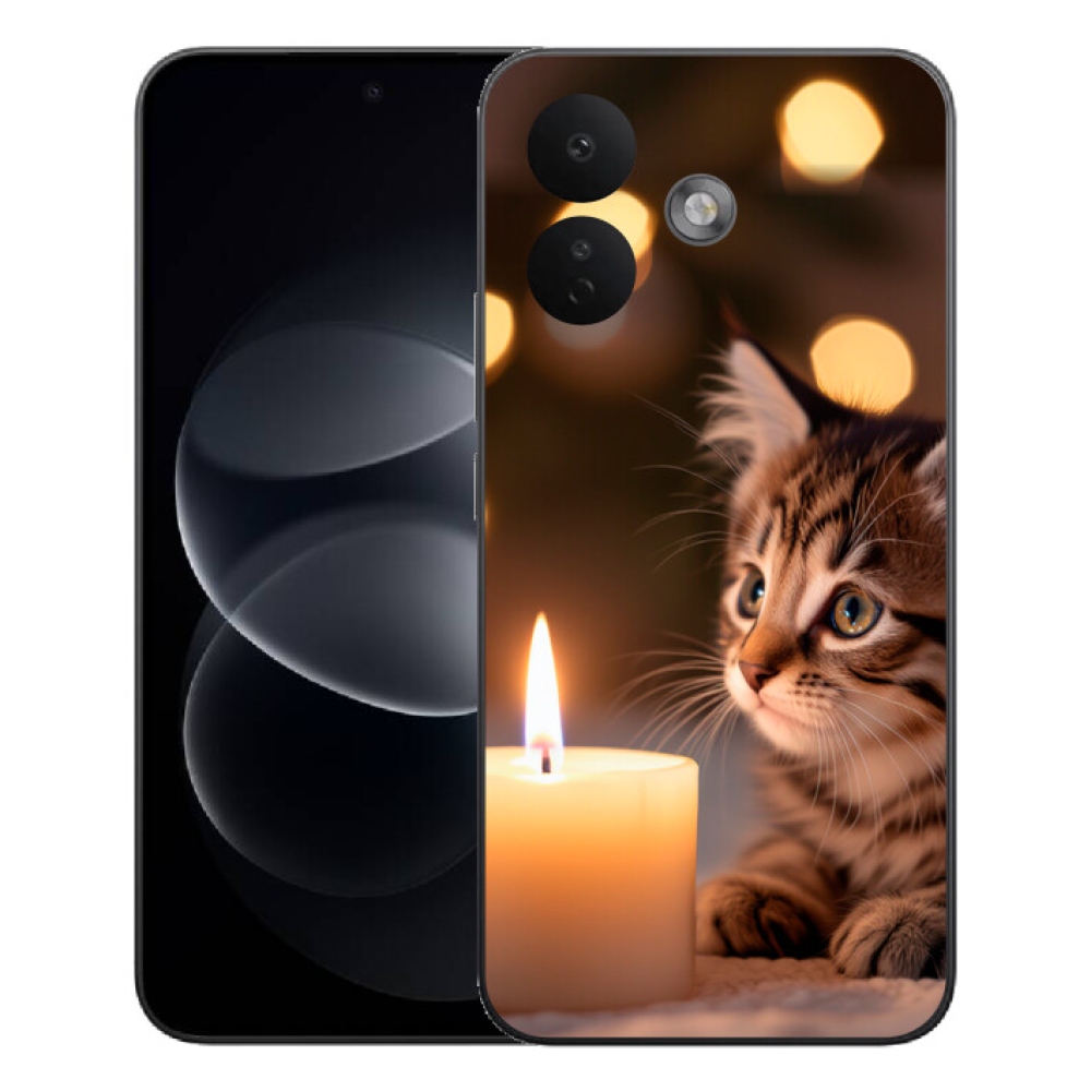 Gélový kryt mmCase na Xiaomi Redmi Note 17 Pro 5G - mačiatko a sviečka