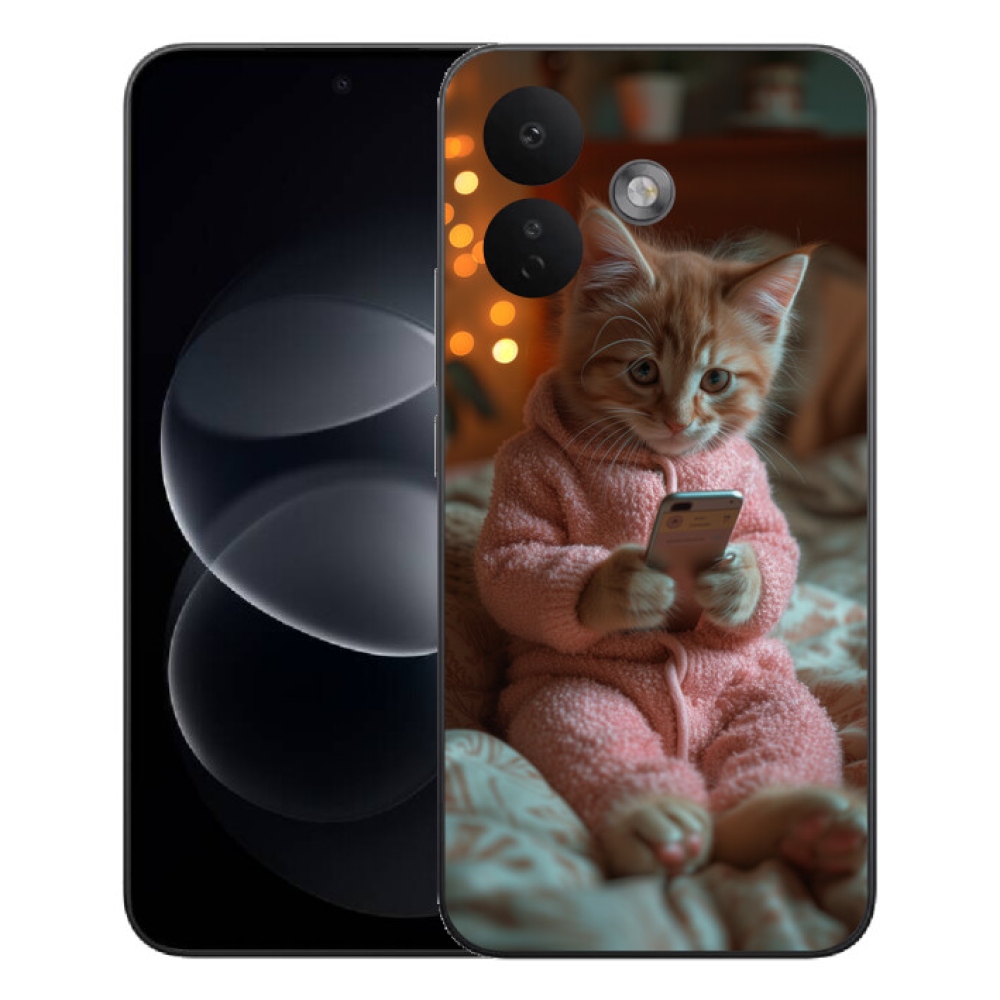 Gélový kryt mmCase na Xiaomi Redmi Note 17 Pro 5G - mačiatko s mobilom