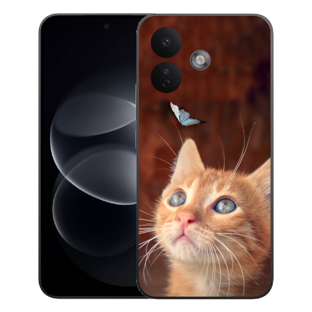 Gélový kryt mmCase na Xiaomi Redmi Note 17 Pro 5G - motýľ a mačiatko