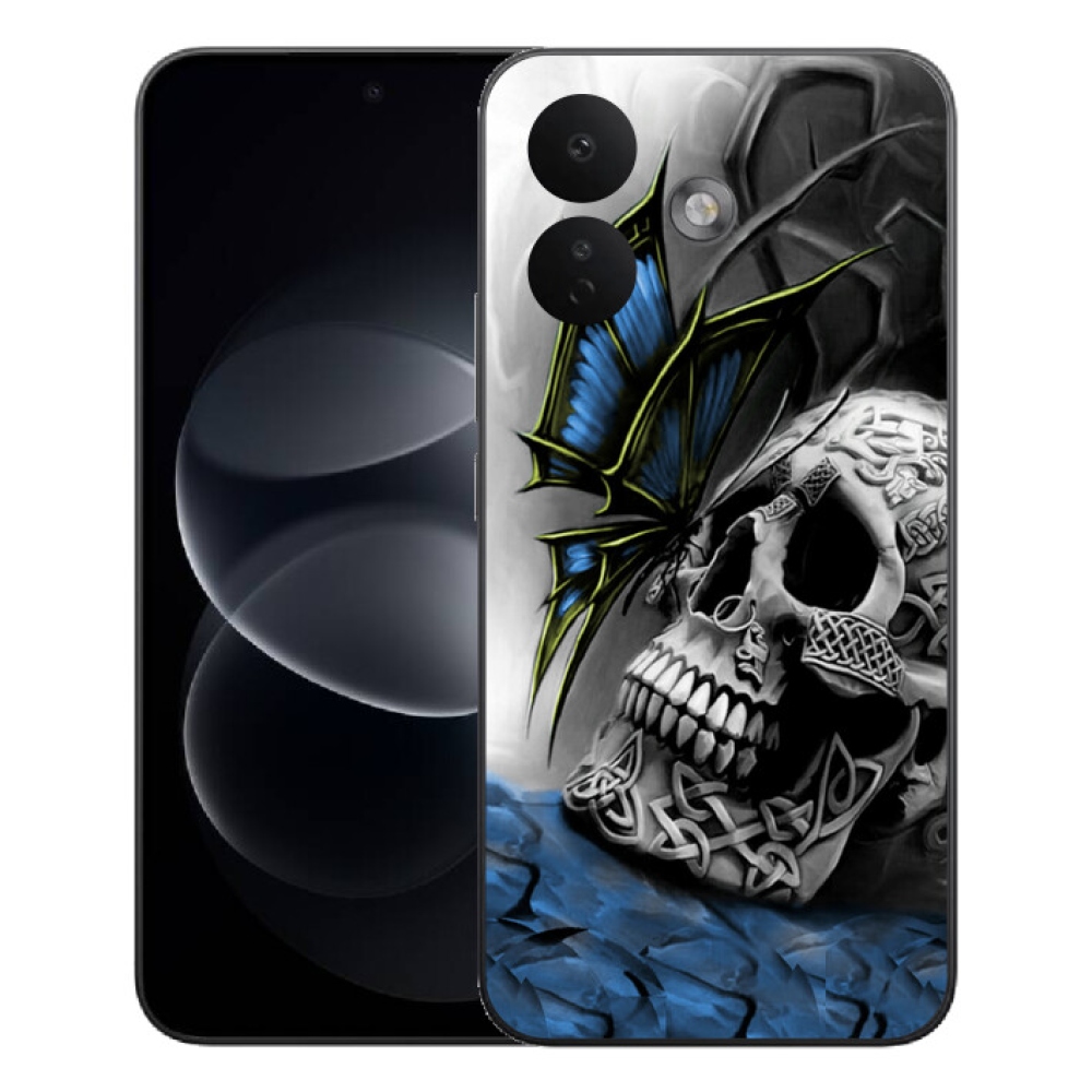 Gélový kryt mmCase na Xiaomi Redmi Note 17 Pro 5G - motýľ a lebka