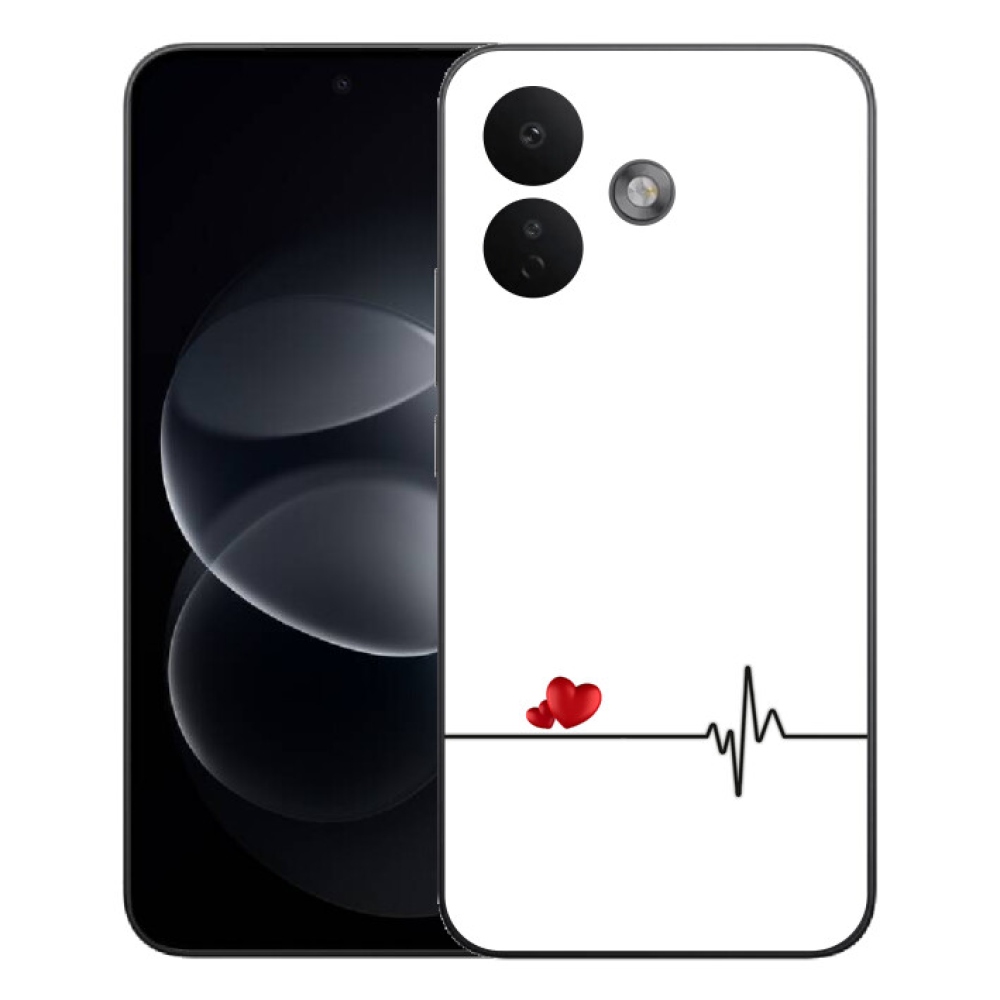Gélový kryt mmCase na Xiaomi Redmi Note 17 Pro 5G - srdce a tep biele pozadie