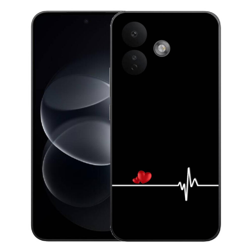 Gélový kryt mmCase na Xiaomi Redmi Note 17 Pro 5G - srdce a tep čierne pozadie