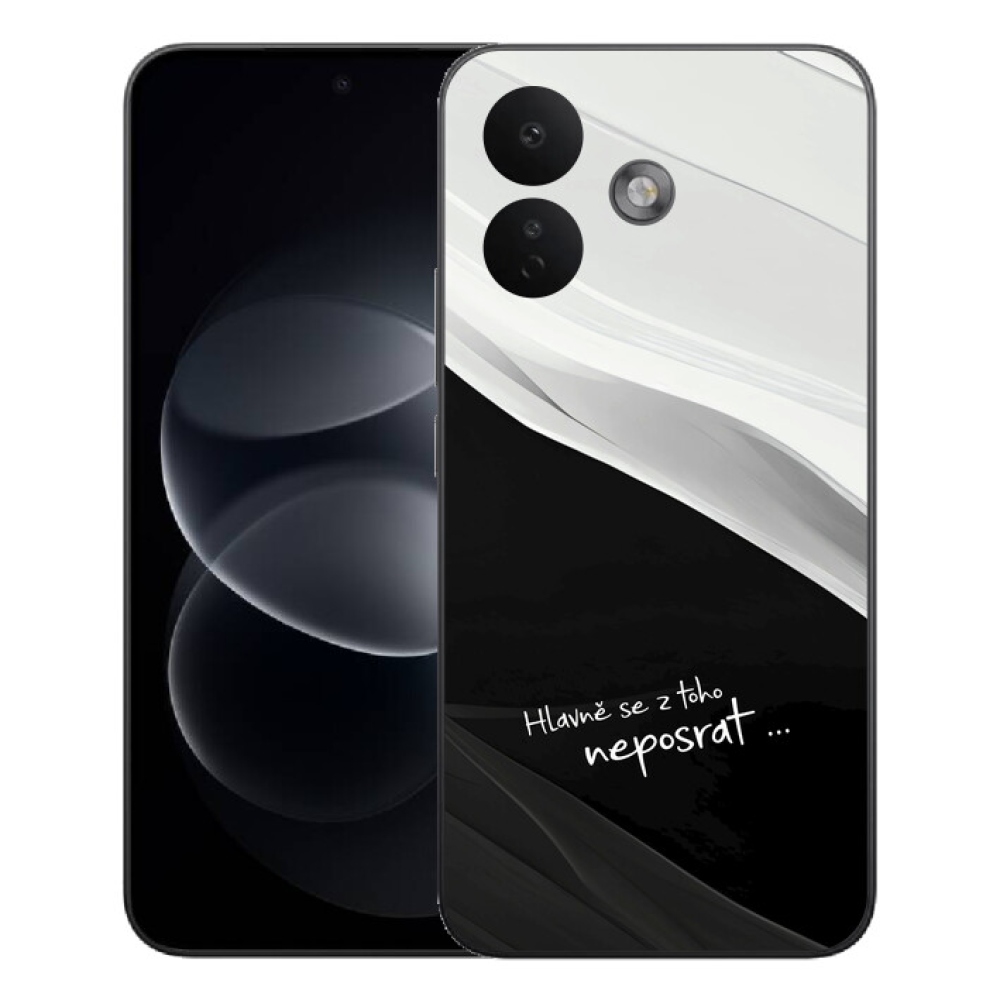 Gélový kryt mmCase na Xiaomi Redmi Note 17 Pro 5G - vtipný text 13 čiernobiele pozadie