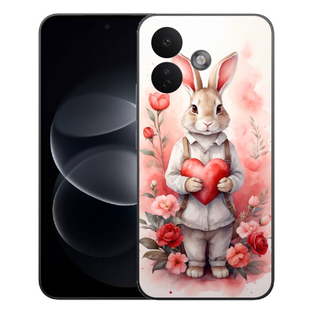 Gélový kryt mmCase na Xiaomi Redmi Note 17 Pro 5G - zajac so srdiečkom