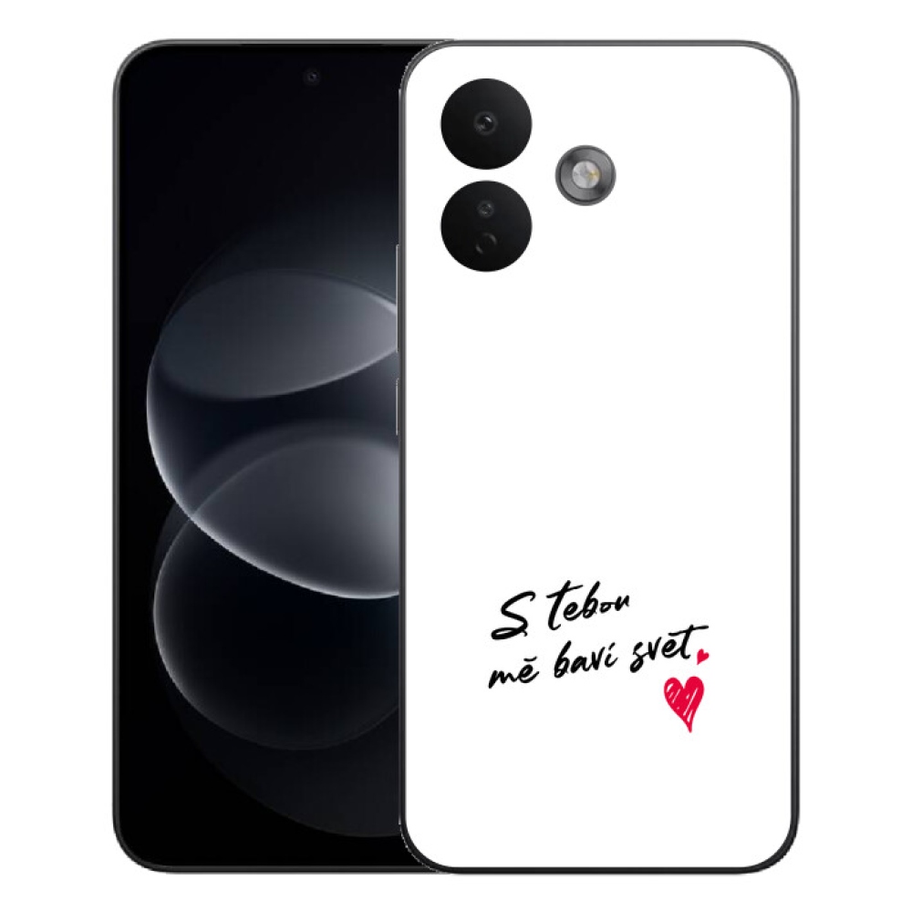 Gélový kryt mmCase na Xiaomi Redmi Note 17 Pro 5G - zamilovaný text 1 biele pozadie