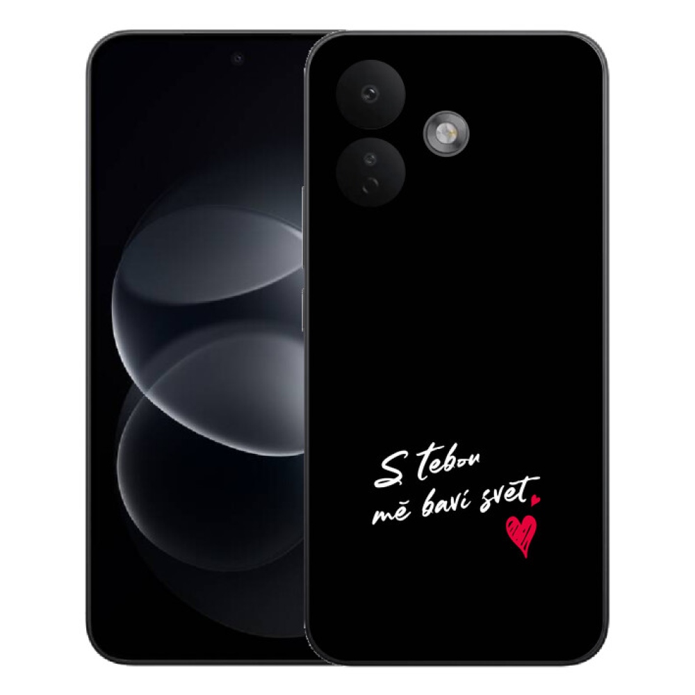 Gélový kryt mmCase na Xiaomi Redmi Note 17 Pro 5G - zamilovaný text 1 čierne pozadie