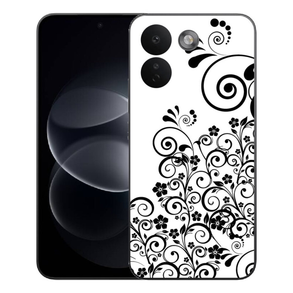 Gélový kryt mmCase na Xiaomi Redmi Note 17 Pro Max 5G - čiernobiele kvetinové vzory