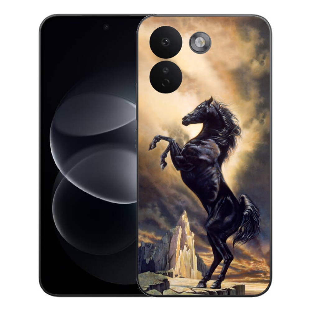 Gélový kryt mmCase na Xiaomi Redmi Note 17 Pro Max 5G - čierny kreslený kôň
