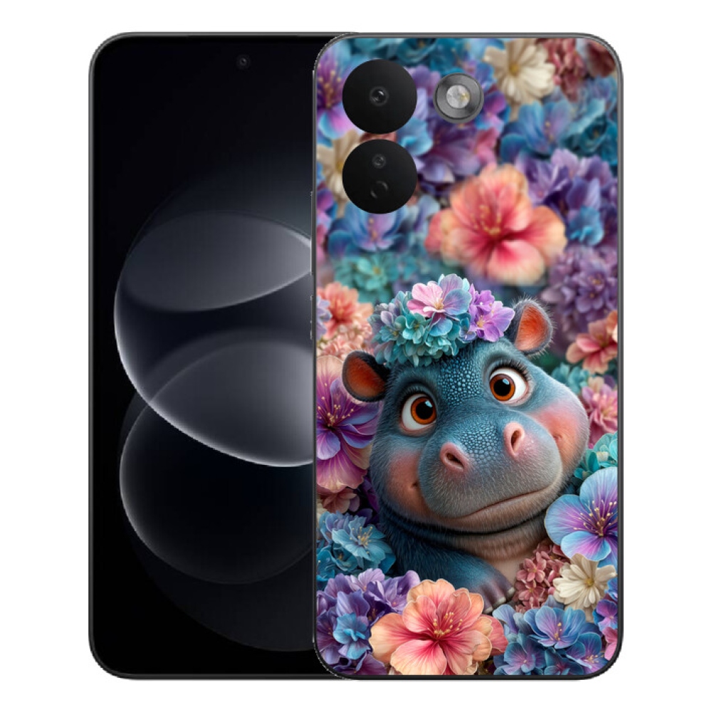 Gélový kryt mmCase na Xiaomi Redmi Note 17 Pro Max 5G - hrošík v kvetoch